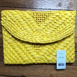 Banana Republic yellow straw clutch
